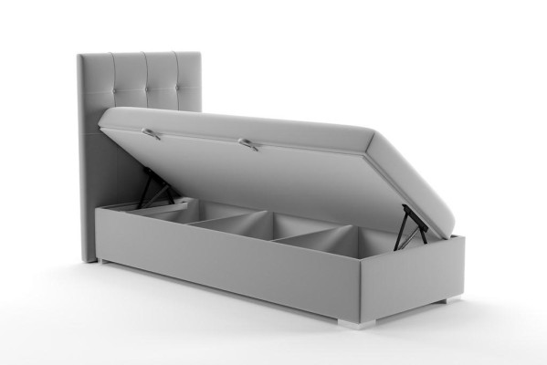 Luksusa Boxspring gulta viesnīcas gultas mēbeles ar polsterējumu un gultas kasti, 90x200 cm, pelēks, jauns
