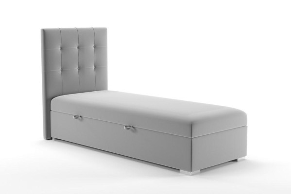 Luksusa Boxspring gulta viesnīcas gultas mēbeles ar polsterējumu un gultas kasti, 90x200 cm, pelēks, jauns