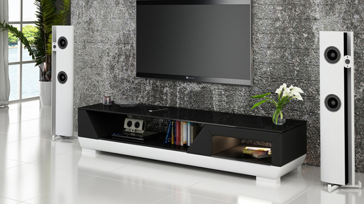 RTV TV Sideboard Ādas Stikla Galda Televīzijas Skapis Galda Lowboard Mo.I