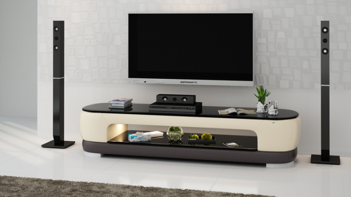 RTV TV Sideboard Decol Leather Glass Table Television Cabinet Table Designer