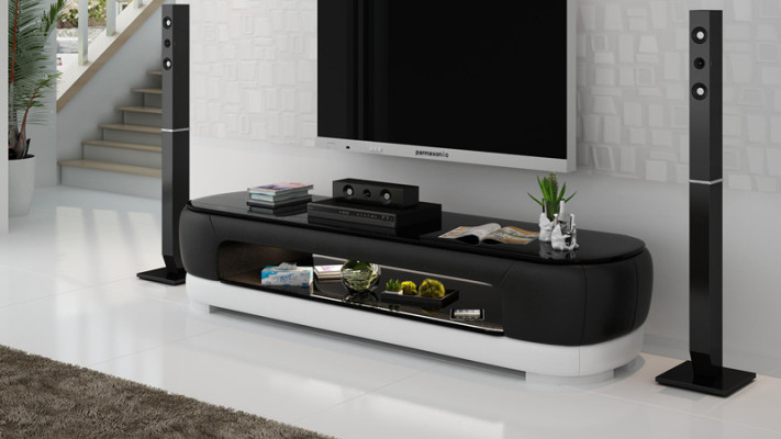 RTV TV Sideboard Decol Leather Glass Table Television Cabinet Table Designer