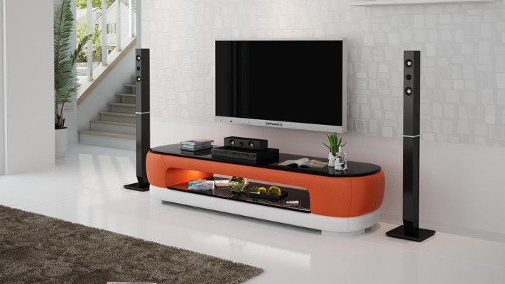 RTV TV Sideboard Decol Leather Glass Table Television Cabinet Table Designer