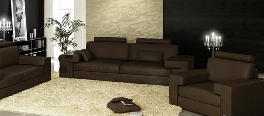 Ledersoda Sofa komplekts 3+2+1 Dīvāns Sēdeklis Polster Sofa komplekts Nassau brūns