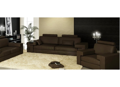 Ledersoda Sofa komplekts 3+2+1 Dīvāns Sēdeklis Polster Sofa komplekts Nassau brūns