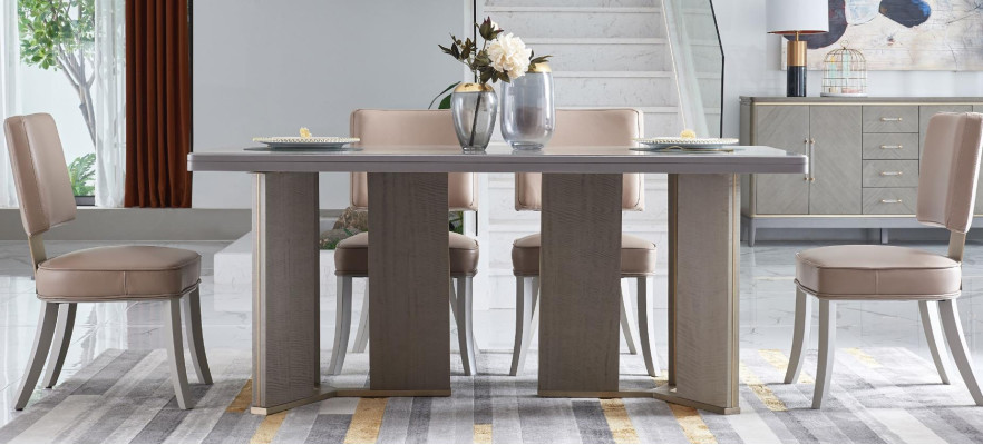 Dizainera mēbeles koka galds krēsla ēdamistaba 6x krēsli 7 gab. komplekts jauns