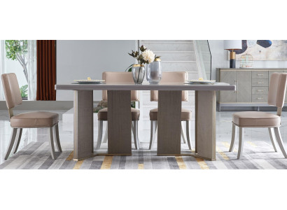 Dizainera mēbeles koka galds krēsla ēdamistaba 6x krēsli 7 gab. komplekts jauns