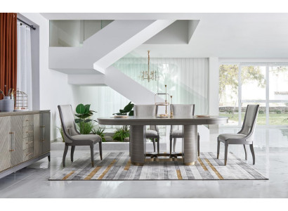 Luksusa ēdamistabas komplekts ar galdu, 6 krēsliem ar atzveltni, pilna grupa Dubaju stilā