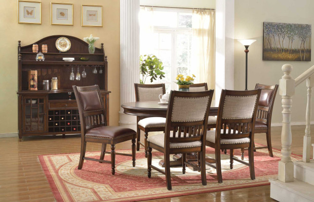 Koka dizainera ēdamgalds dzīvojamā istabā Galdiņš 6x krēsls komplekts polsterēts 7 gab.