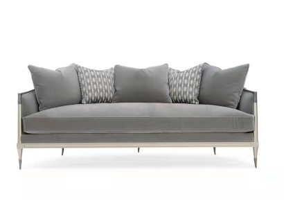 Dzīvojamais istabas auduma dīvāns 3-vietīgs dizainera dīvāns Pelēks tekstila polsteris