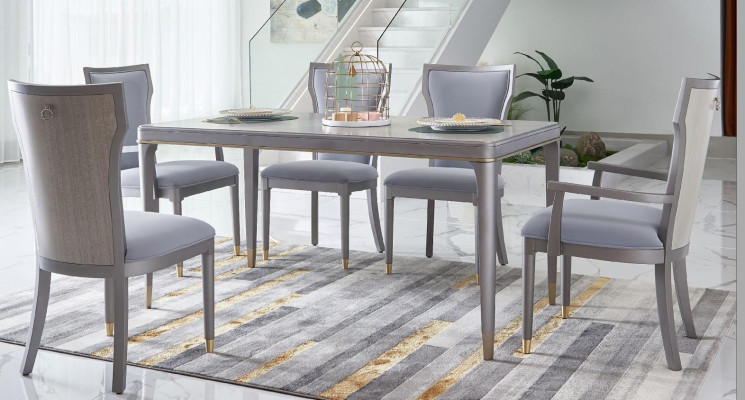 Kresli Krēsla komplekts Grupa ēdamistaba koka pārklājums Krēsli 6x roku atbalsts.