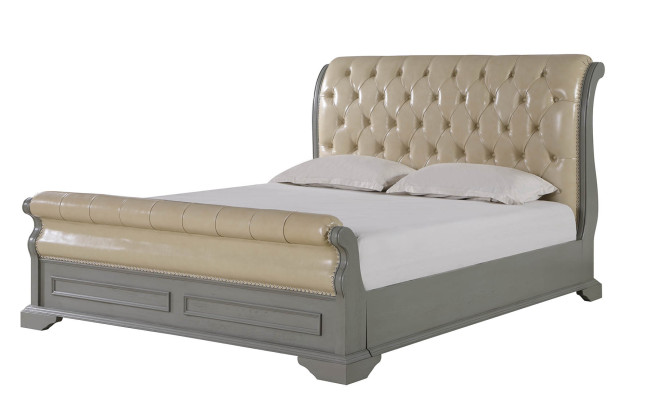 Chesterfield dizaina gulta Pelēka 180x200 divguļamais gultas Polsteris ādas gulta Mēbeles