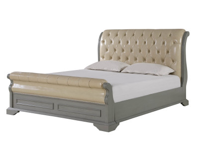 Chesterfield dizaina gulta Pelēka 180x200 divguļamais gultas Polsteris ādas gulta Mēbeles