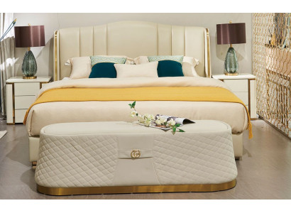 Gultas Paklāju gulta Luksusa guļamistabas dizains Gultas tekstils ādas gultas karkass