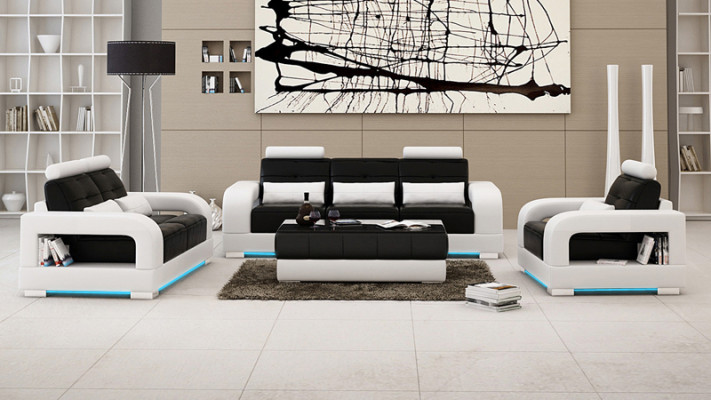 Ādas dīvāns Dīvāns Sofa komplekts 3+2+1 sēdekļi dizaina moderns dīvāns ar USB