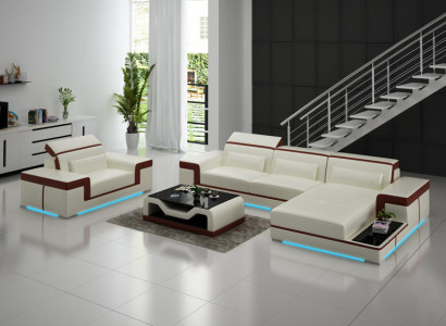 Ādas dīvāns gultas baseins stūra dīvāns + krēsls stūra komplekts dekora dizains