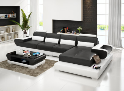 Ādas dīvāns Couch dzīvojamais stūra dīvāns Eck komplekts Moderns G8003C dizains sofa