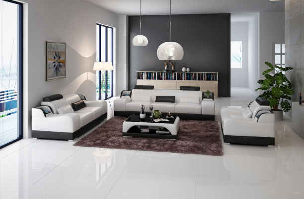 Sofas komplektā, 3+1+1 dīvānsu ensembles dizains āda 3 daļās komplektā