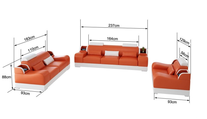 Sofas komplektā, 3+1+1 dīvānsu ensembles dizains āda 3 daļās komplektā