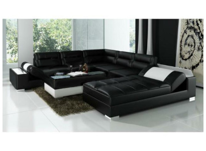 Ādas dīvāns stūra dīvāns + USB komplekts apdare U formas gultā Sofa Design Wohnlandschaft