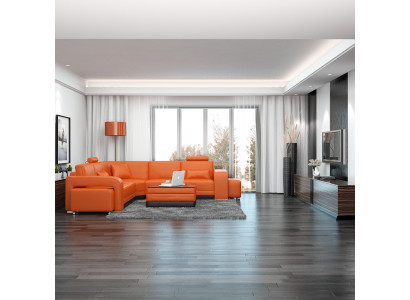 Ādas dīvāns ar USB dzīvojamo zonu stūra dīvāns stūra komplekts Moderno dizainu F3017B sofa
