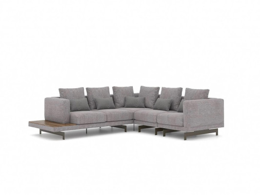 Dīvāns Sofa L-formas dizaina pelēks stūra dīvāns tekstila luksusa dzīvojamās istabas mēbelēs