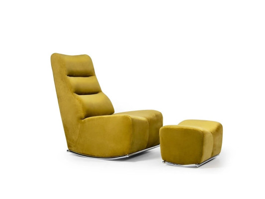 Luksusa dzeltenais noapaļotais krēsls ar kājām Dzīvokļa istabas dizaina audums