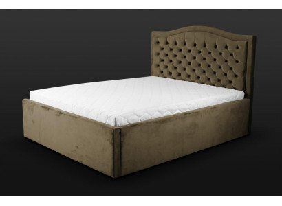 Zaļš Chesterfield gultiņa. Klasiskais guļamistabas mēbeļu dizains. Elegants audums.