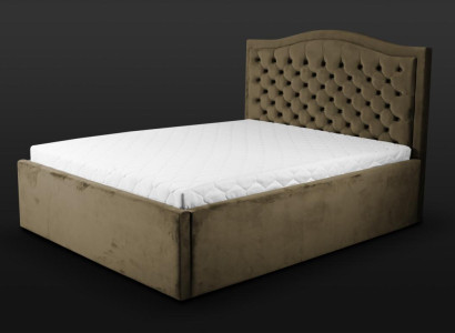 Zaļš Chesterfield gultiņa. Klasiskais guļamistabas mēbeļu dizains. Elegants audums.