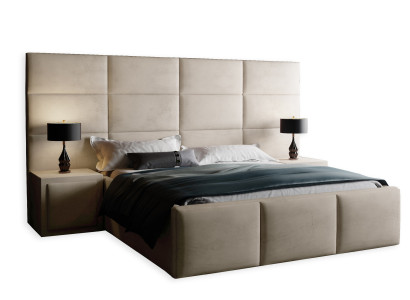 Boxspring dizaina gulta gultas laulības matracis guļamistabā luksusa viesnīcā.