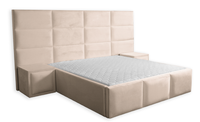 Boxspring dizaina gulta gultas laulības matracis guļamistabā luksusa viesnīcā.