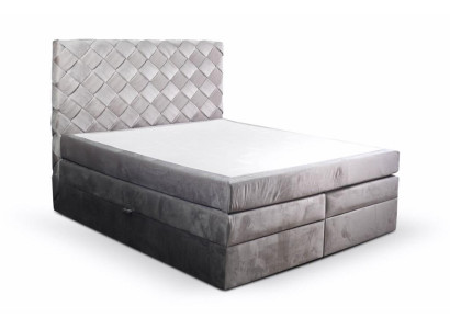 Boxspring gulta ar gultas kasti, matraci, Česterfīlda stilā guļamistabas gultas.