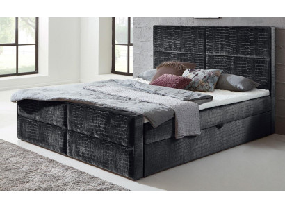 Boxspring gulta ādas gulta 200x200cm Viesnīcas divguļamais gulta Luksusa gultas Modernas Jaunas