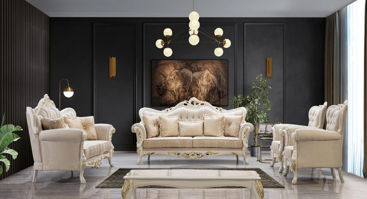 Sofas komplekts 3+3+1+1 Sēdētāji Dizaina gulta Pārklātais Klasiskais dīvāns