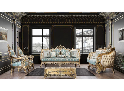 Sofa komplektācija 3+3+1+1 Sēdekļa divām vietām Divgultnis Galds Dīvāns Krēsls Dīvāns Audums Luksusa komplekts 5 gabali