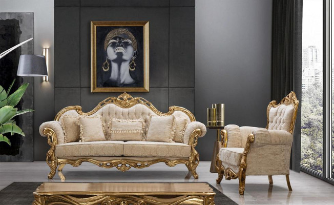 Chesterfield dīvāns un krēsls beige krāsā, augstvērtīgā luksusa dizainā