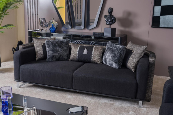 Sofas komplektā ar 3+3+1 sēdvietu dzīvojamā istabā komplektā ar tekstila dīvānu, krēslu un koka elementiem, jauns.