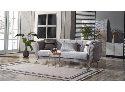 Sēdvietas 3-vietīga audums koks Moderns sofa Polster Couch Sofas Design Luxus Pelēks