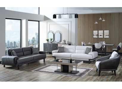 Sofas komplekts 3+3+1 sēdētspatnēs Moderns tekstils Completo krēsls Dīvāns 3 sēdvietas Luxus