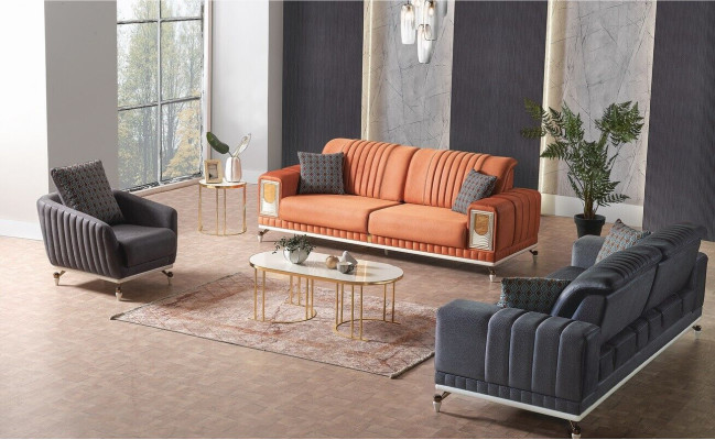 Sēdvietu komplekts 3+3+1 sēdvietas Tekstils Kokmateriāls Sofa 3 sēdekļi Moderns krēsls Komplektā