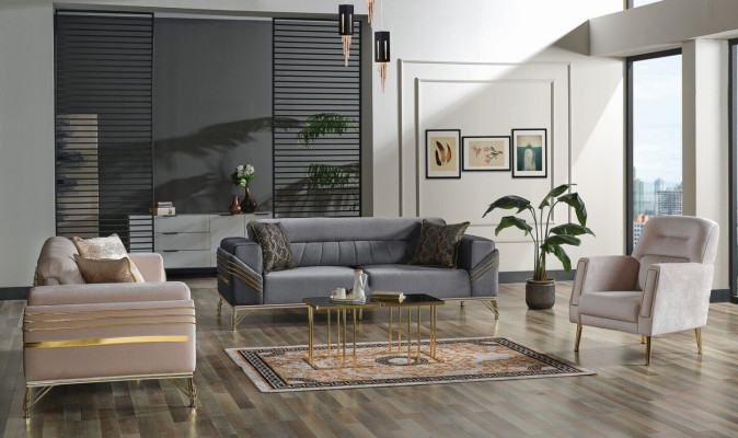 Izklaidējoša dīvānu komplekta komplekts 3+3+1 3 gab. 2 dīvāni krēsls atslābina luksusveida komplekts.