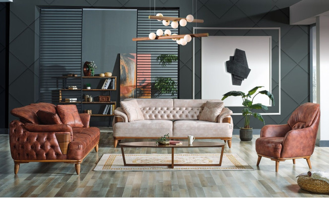 Klasika dīvāngarnitūra 3+3+1 vietu Chesterfield relaksējošais krēsls mēbeles dīvāns jauns