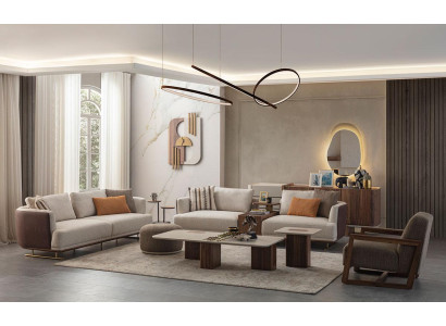 Sofas komplekts 3+3+1 sēdvietas Modernais atpūtas krēsls, moderns stils, luksusa dzīvojamā istaba 3 gab.