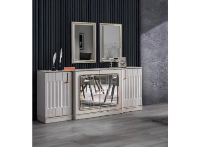 Moderns sideboard ar 2x spoguļiem dizaineru luksusa dzīvojamā istabas mēbeles komoda