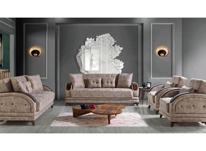 Sofas komplekts 3+2+1+1 Koks luksusa dzīvojamā istaba Moderns audums Pilnīgi moderns Jauns