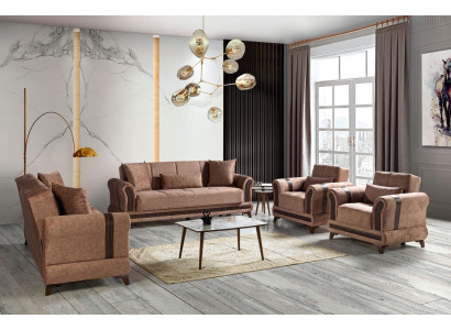 Sofasets 3+2+1+1 vietas dzīvojamā istabā Tekstils dīvāns krēsli guļamais dīvāns