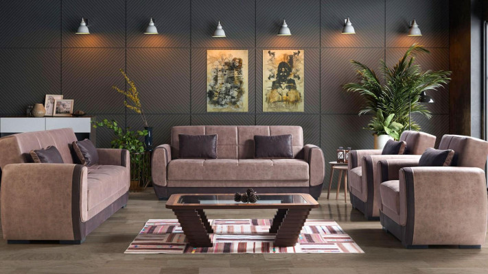 Moderns dīvānu komplekts, ar auduma mēbelēm, luksusa 3+2+1+1 vietu dīvāns un krēsli.