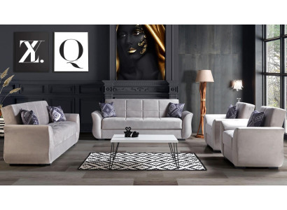 Sofas komplektācija 3+2+1+1 ar gultas funkciju Komplektā, auduma dīvāns krēsls gulta