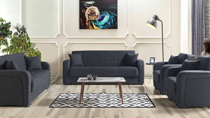 Sofas garnitūra 3+2+1+1 sēdvietas Tekstils Moderns Komplekts 2x krēsls 3-sēdvietas dīvāns Luxus 1