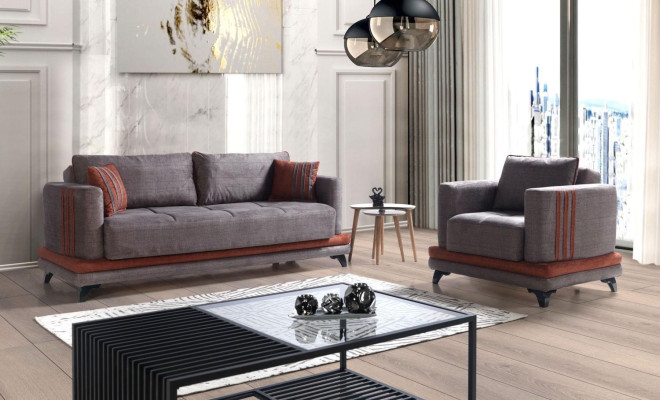 Sofa komplekti 3+1 vietas Tekstils koksne Moderns 3-vietīgs dīvāns Krēsls Pilns komplekts Apzīmējums EU