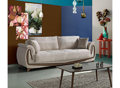 Luksusa 3-vietu dīvāns dzīvojamā istaba Mēbeles Elegantais dīvāns 230cm audums Beža krāsā Jauns